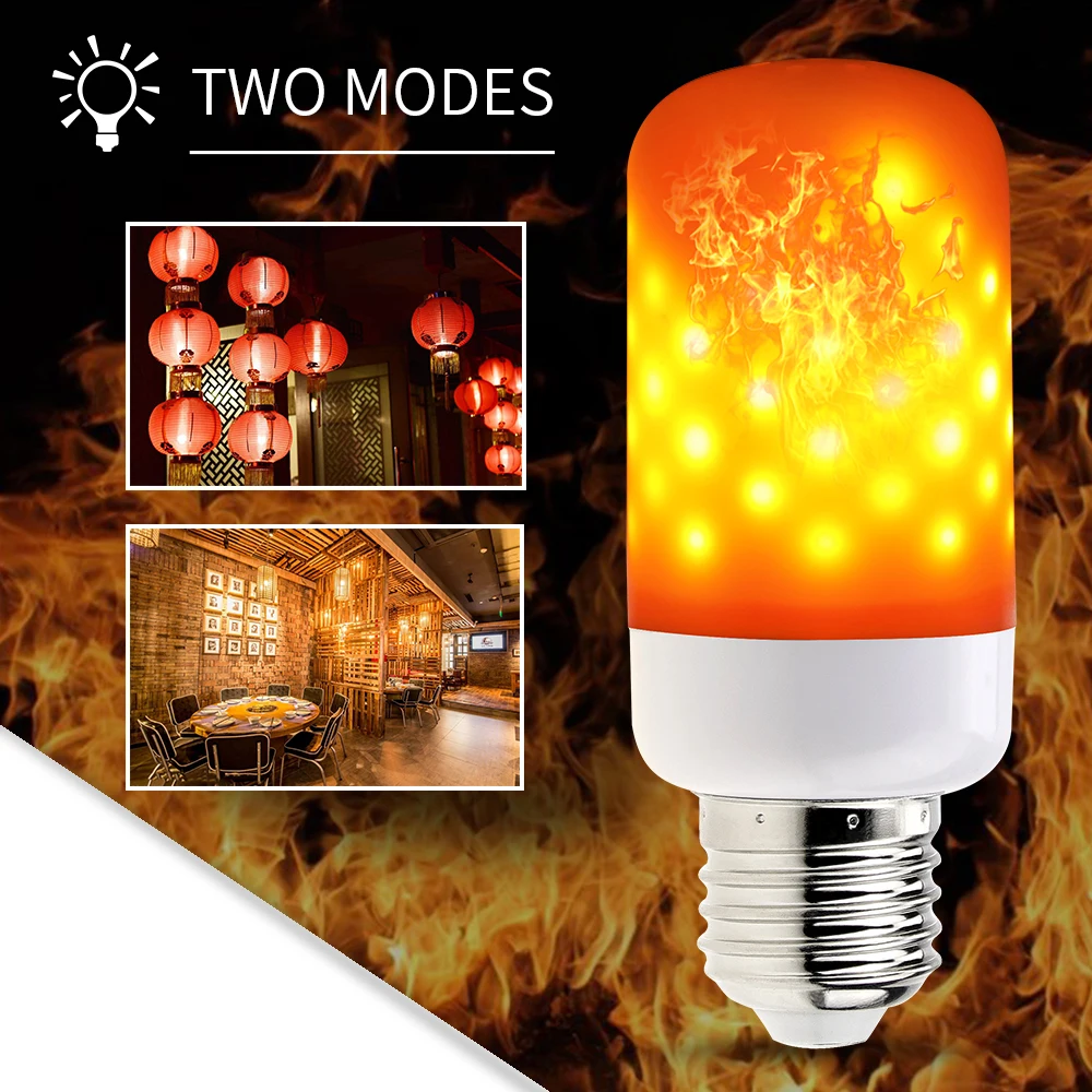 

Flame Bulb LED E27 220V Flickering Emulation LED Fire Decorative Light E26 Flame Effect Bulbs E14 LED Burning Candle Lamp 110V
