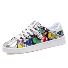 Women's Sneakers 2019 Summer Women's Shoes Fashion Graffiti Breathable Canvas Shoes Hip Hop Casual Flat Shoes Brand Men's Shoes fashion hip hop graffiti canvas shoes rock women girls casual shoes 2018 new woman printed flat shoes