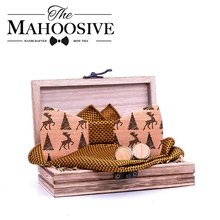 Рождественская елка олень дизайн деревянный галстук-бабочка зимний подарок для мужчин Рождественский дизайн галстук Рождественский подарок с подарочной коробкой