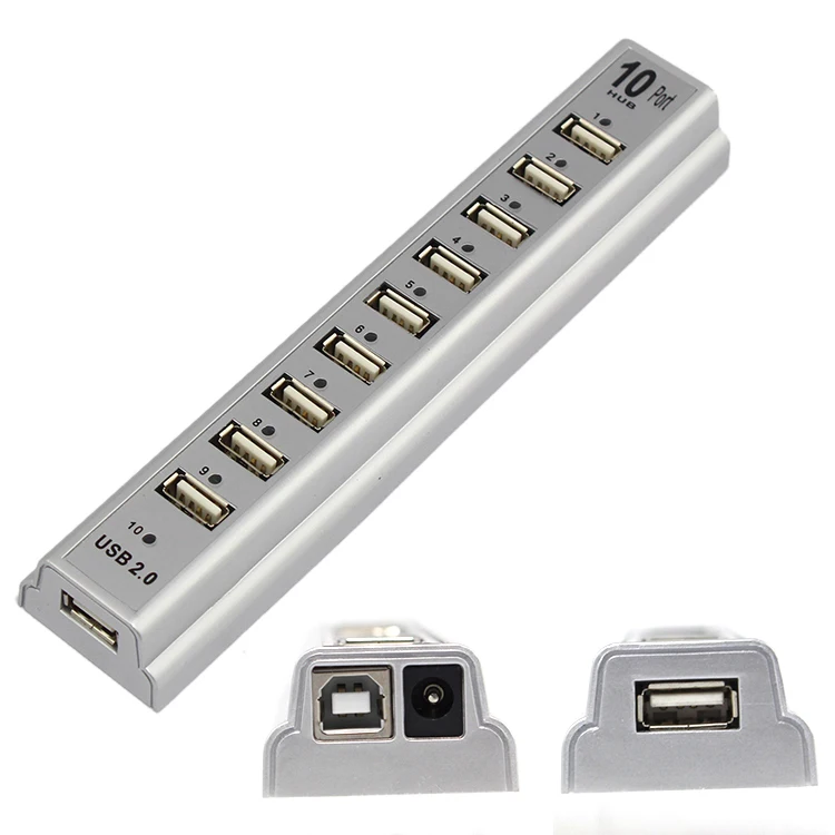 High Speed 10 Port USB 2.0 Hub Multi Outlet Power Strip Type SPC 331281
