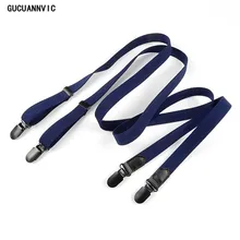 Темно-синие подтяжки для мужчин и женщин, 2,0 см, мужские подтяжки, женские черные и белые кожаные ремни на выбор