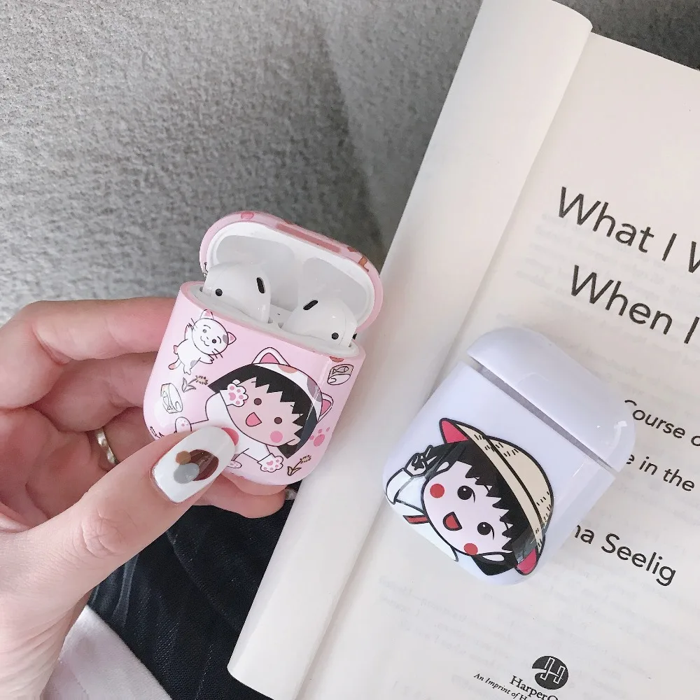 

Cute Cartoon Chi-bi Maruko Earphone Headset Accessories PC Hard protection case For Airpods Wireless Bluetooth Headset bags