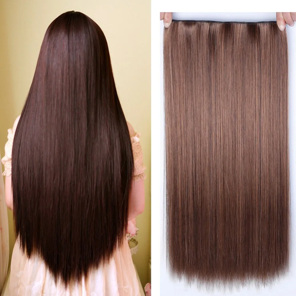 60cm Long Synthetic Hair Clip In Hair Extension Heat Resistant