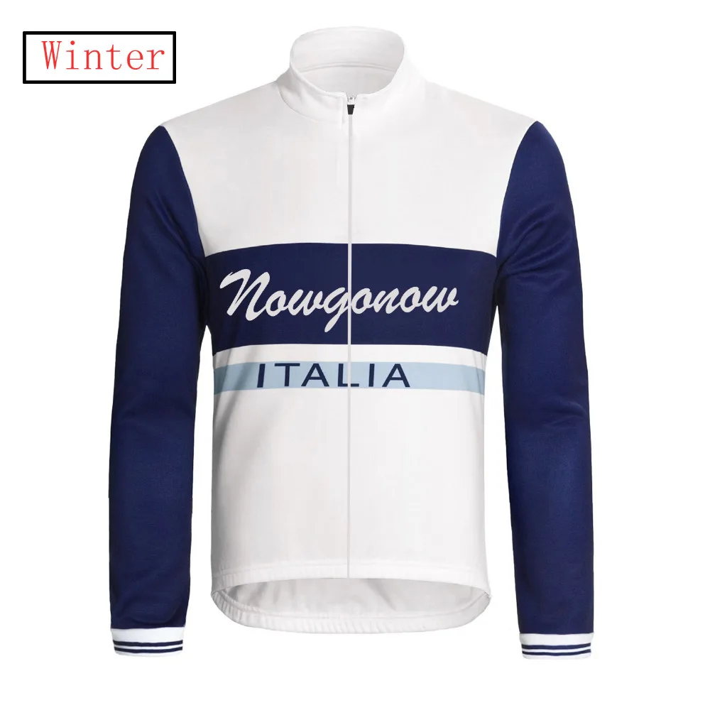 

Nowgonow 2017 Classical Winter Fleece cycling jersey long sleeve pro team bike wear clothing riding racing ropa ciclismo white