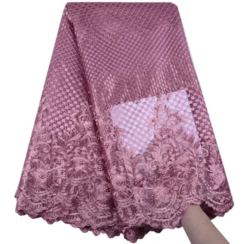 

African French Tulle Lace Fabric With Beads High Quality Nigerian Embroidery Tulle French Lace Fabric For Party Dress A1518