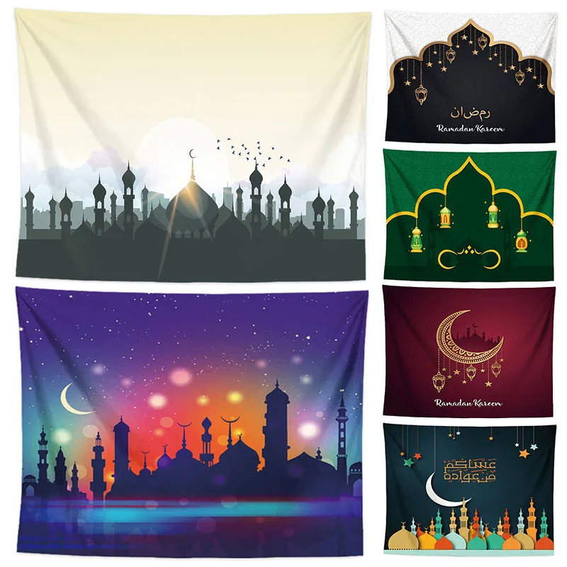 

150*130cm Ramadan Decoration Tablecloth Eid Mubarak Polyester Table Cover Ramadan Kareem Islamic Muslim EID Decor for Home