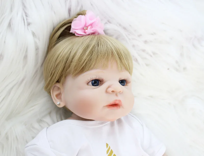 55 см полностью силиконовая кукла Reborn Baby Blonde для девочек, виниловая игрушка для новорожденных принцесс с единорогом, одежда Alive Bebe Boneca