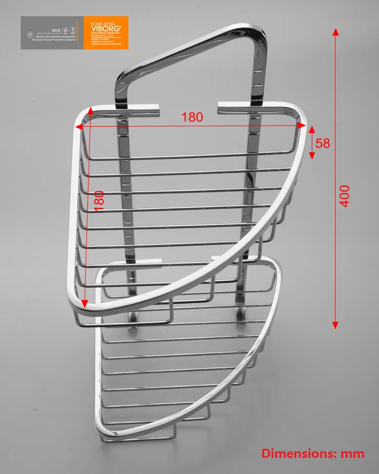 Viborg Deluxe твердая Толстая 304 проволока из нержавеющей стали Двухуровневая угловая душевая корзина полка аккуратная стойка Caddy органайзер для хранения