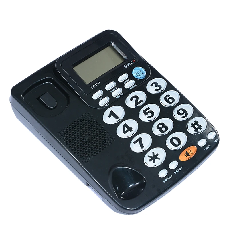 Fsk/dtmf هوية المتصل handfree كوردر النغمات صورة ذهنية أرضي هاتف المنزل الهاتف زر كبير الصاخبة بدون بطارية للمسنين أسود