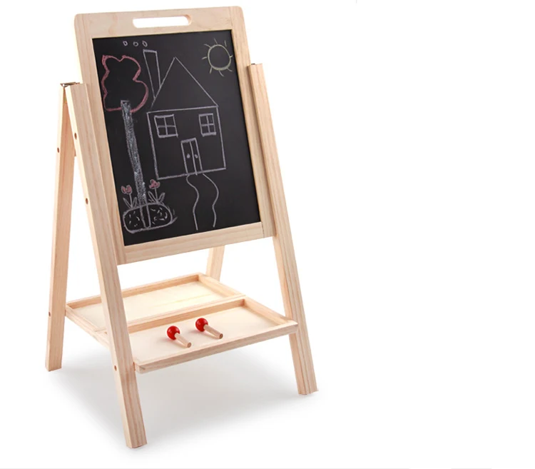 Quadro negro de madeira altura ajustável duplo