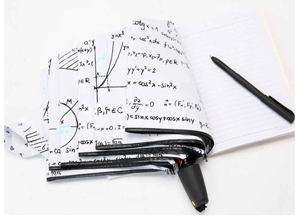 Yesello Портативный Женский зонтик с формулой, черные зонты с защитой от ультрафиолетовых лучей, непромокаемый складной женский маленький Зонт с тремя сложениями, математический зонт