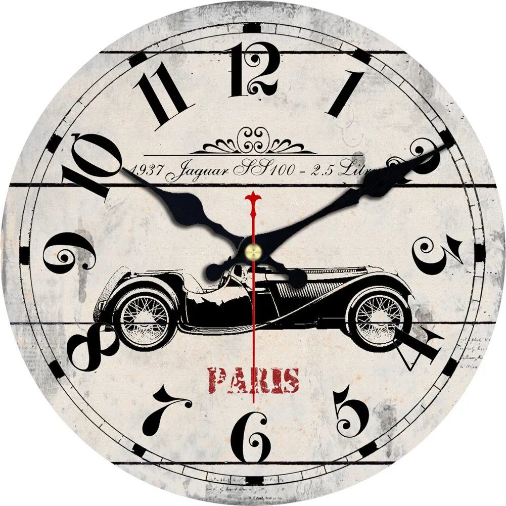 

WONZOM Paris Vintage Car Design Wall Clock For Home Decor, Wall Art Large Wall Watch, No Ticking Sound, Creative Decoration