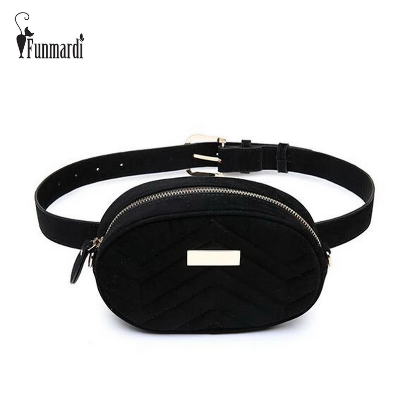 

FUNMARDI Luxury Velvet Women Waist Bags New Fashion Waist Packs Brand Women Shoulder Bags Trendy Design Chain Bags WLHB1743