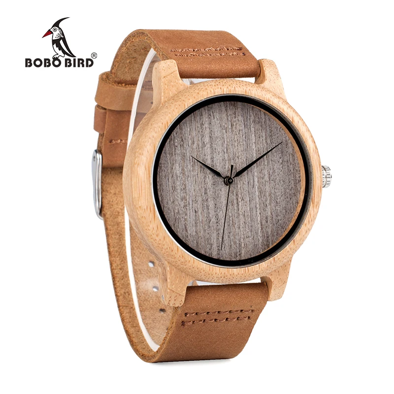 BOBO BIRD WA18L10 Vintage Lightweight Round Bamboo Wood Quartz Watches With Leather Bands for Women Men watches top brand design