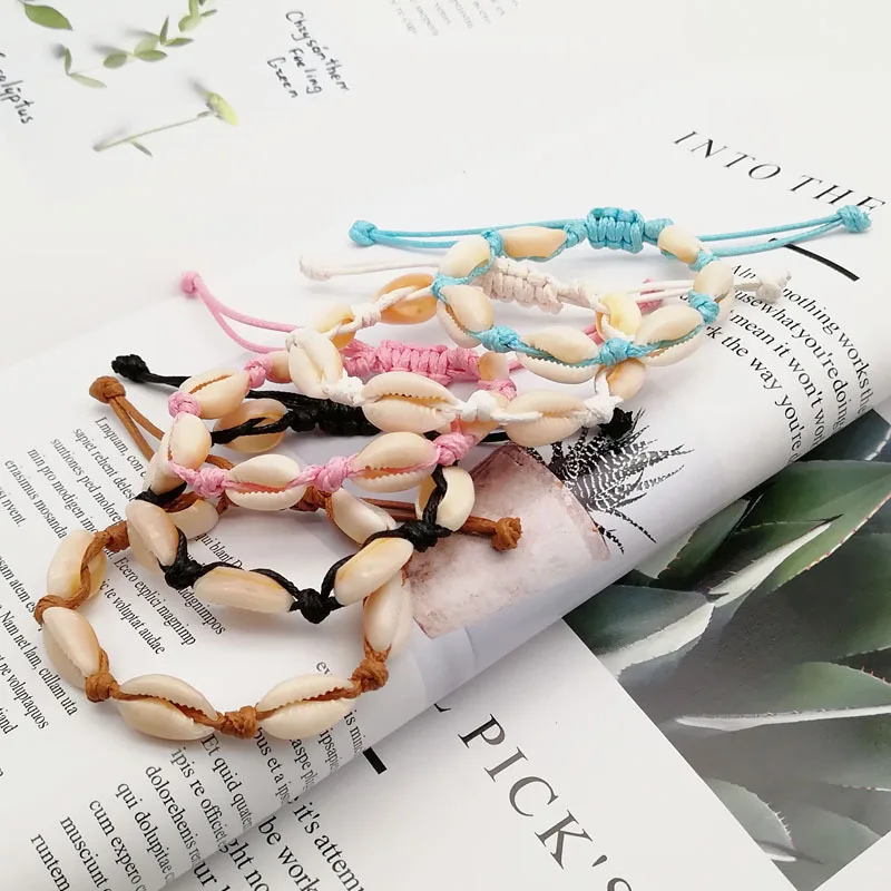Летнее пляжное натуральное ожерелье с раковинами браслет регулируемый Бохо Гавайи раковина Каури браслет для женщин Девушки Ювелирные изделия Подарки