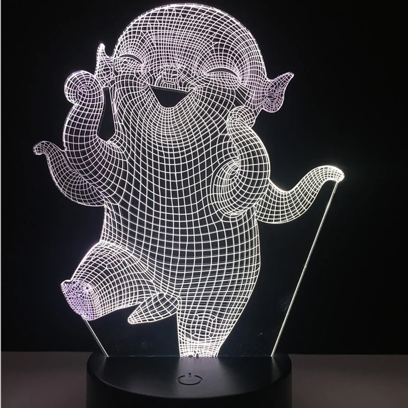 kawaii kartun wuba 3d lampu led kecil raja iblis lobak putih bentuk gambar 7 warna berubah wortel malam lampu anak mainan lampara