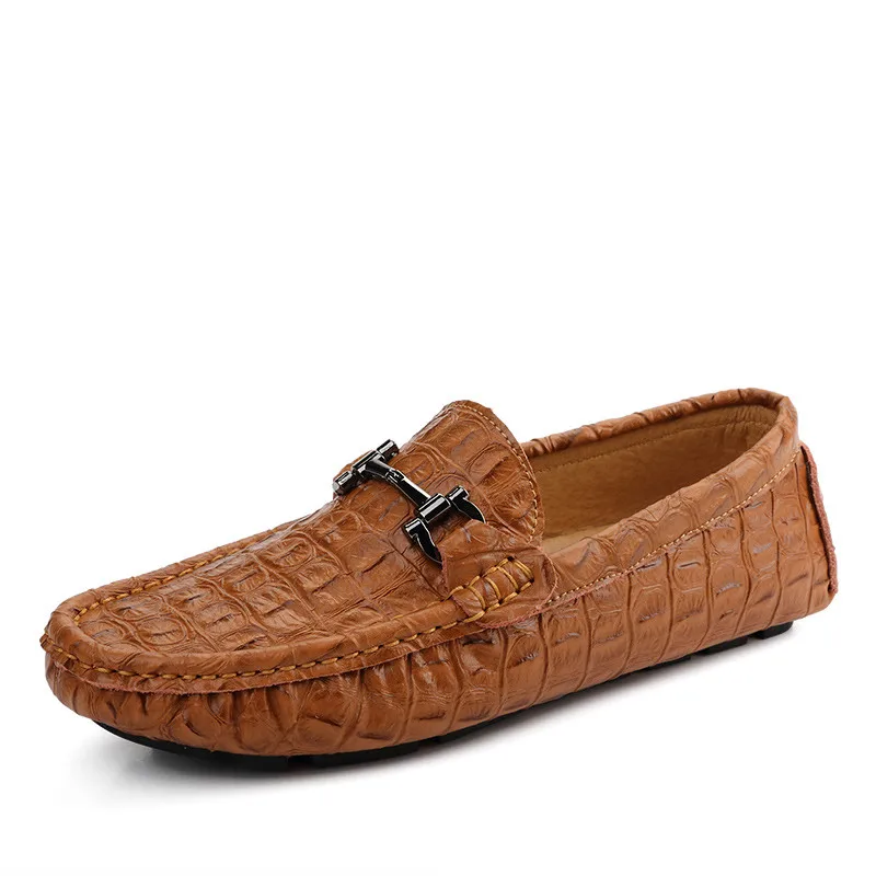 Hommes Alligator Sur Glissement En Black dark white Blue Style brown Cuir Casual Conduite Relief Mocassins Chaussures vg7yY6Ibf