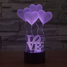3D illusion Visual Night Light Love Heart shape 7 Colors Change LED Desk Lamp Bedroom Home Decor Creative Gift 2018 Fashion