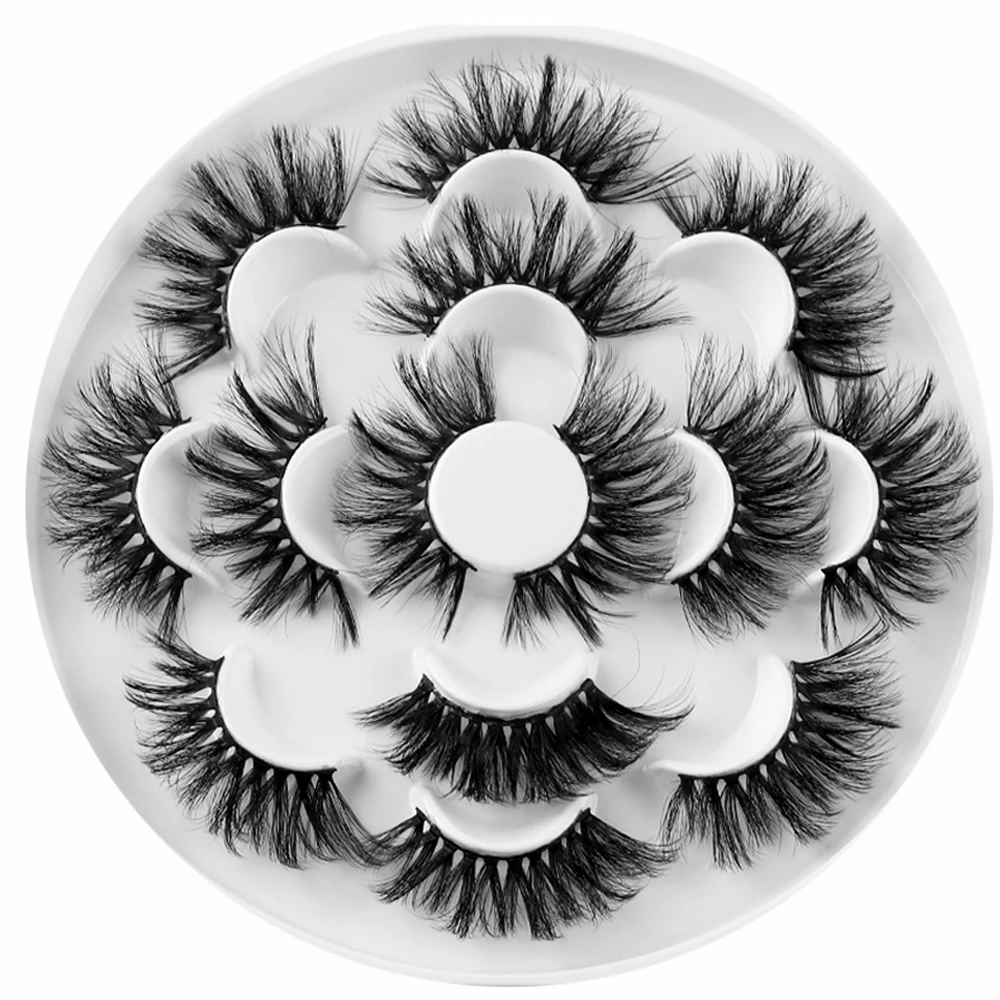 

1/7 Pairs 6D Mink Hair False Eyelashes 25mm Long Thick Lashes Natural Extension Wispy Fluffy Handmade Eye Makeup Tools Drop Ship