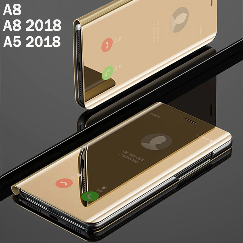 YonLinTan флип умный зеркальный чехол для телефона Samsung Galaxy A8 2018 8 A5 Жесткий кожаный Clear