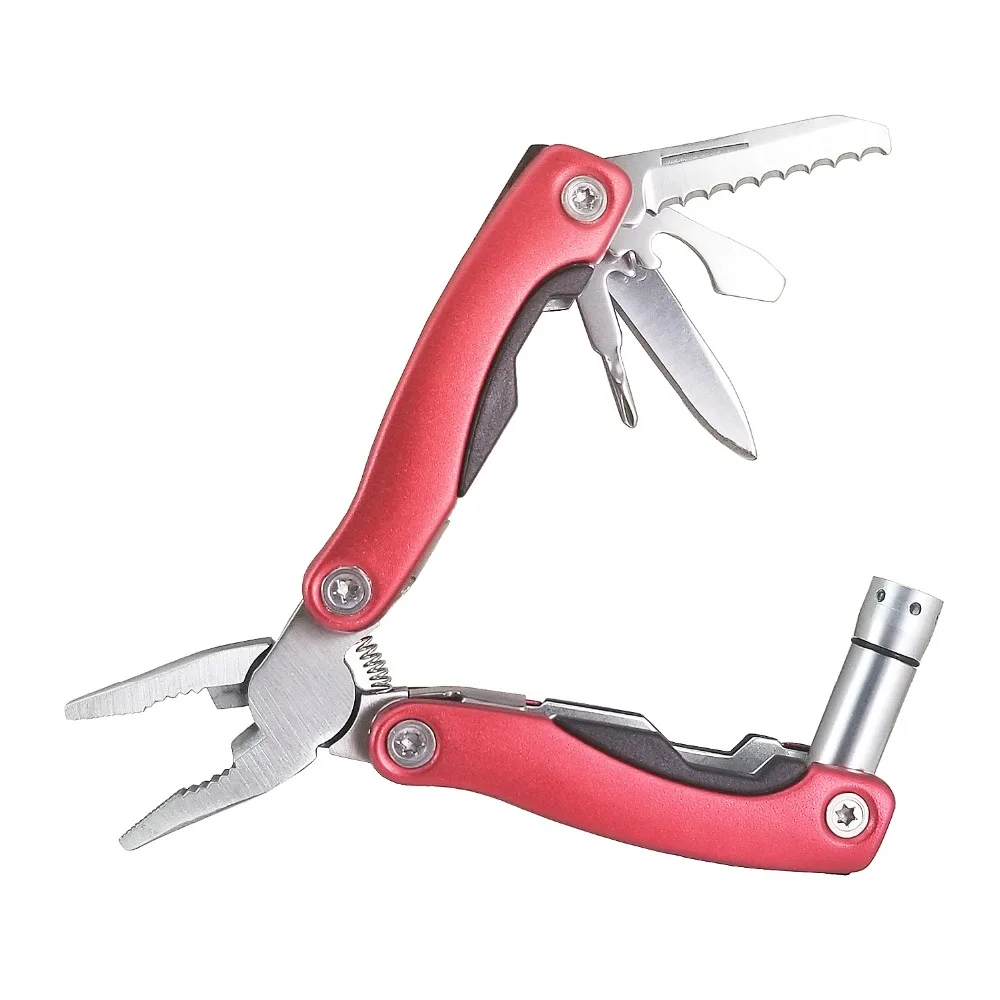 

6 in 1 Outdoor EDC Hiking Multi Tool Combination Fishing Pliers With LED Light Knife Screwdriver Serrated Blade