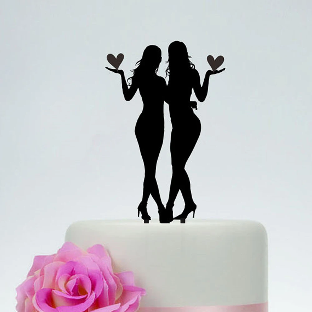 Same Sex Wedding Cake Topper,lesbian Cake Topper with Mrs and Mrs,Love Customized Acrylic silver wooden Cake Topper with Samesex