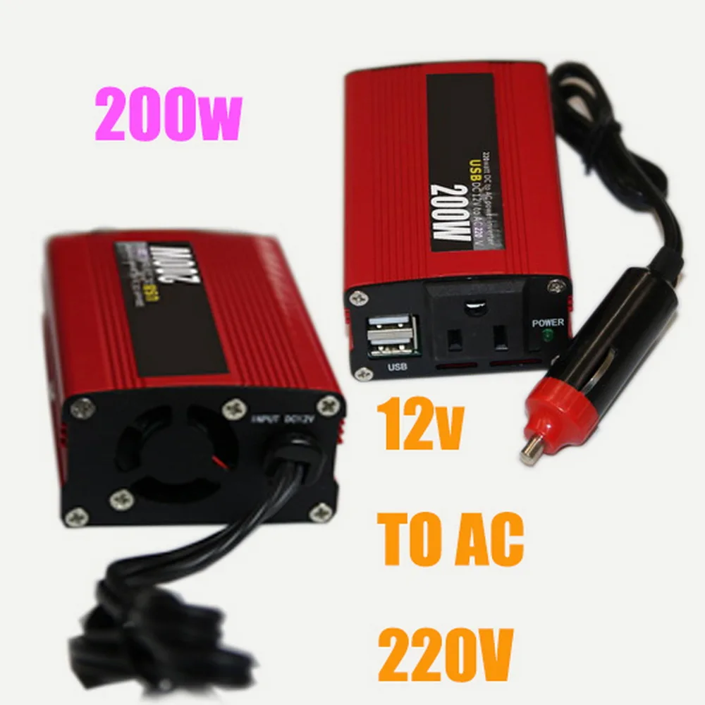 2018 new Polarlander With USB Modified Power Inverter DC 12V to AC 220V Red Sine Wave 50Hz Car 200Whot sale | Автомобили и