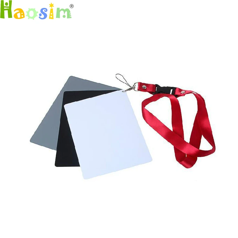 

3 in 1 Pocket-Size Digital Camera 18% White Black Grey Balance Cards with Neck Strap for Digital Photography