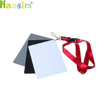 

3 in 1 Pocket-Size Digital Camera 18% White Black Grey Balance Cards with Neck Strap for Digital Photography