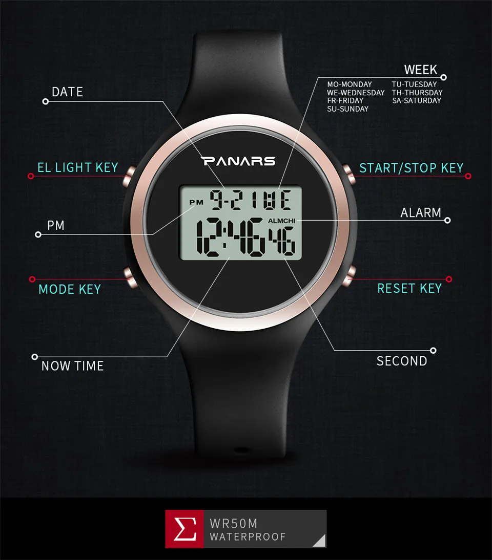 Luxury Brand Women LED Digital Watches 50m Waterproof Sports Watch For Female Fashion Silicone Women Wristwatch Relogio Feminino (8)
