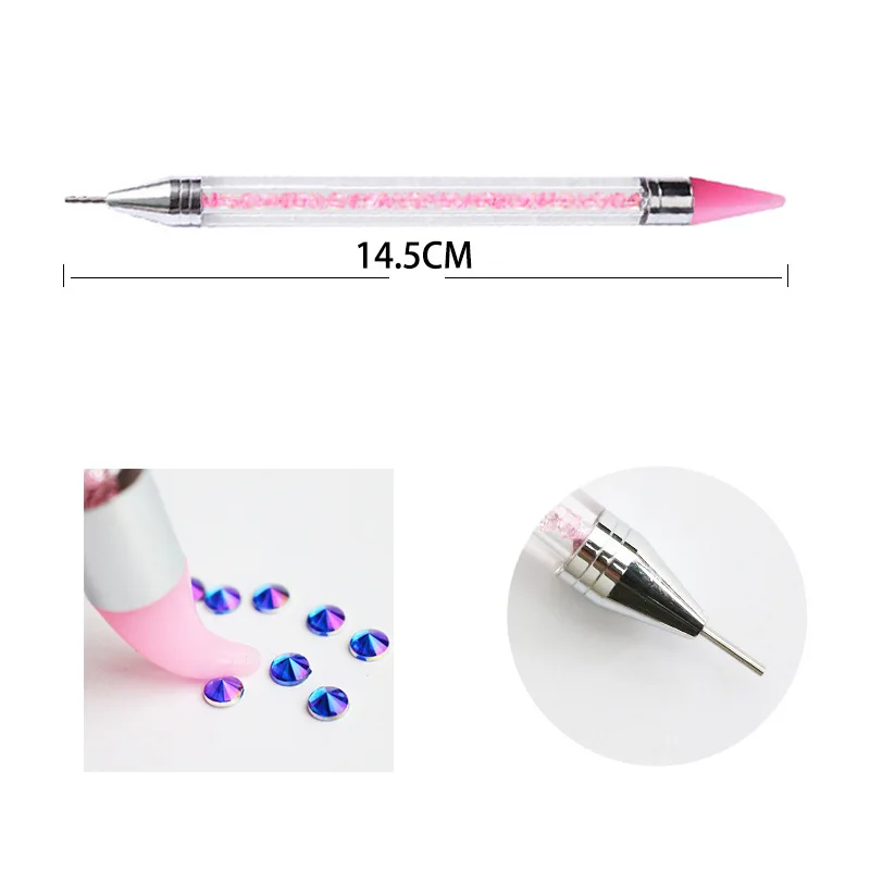 Двухконцевая точечная ручка гвоздики со стразами, восковой карандаш, кристальная ручка для бисера, инструмент для дизайна ногтей
