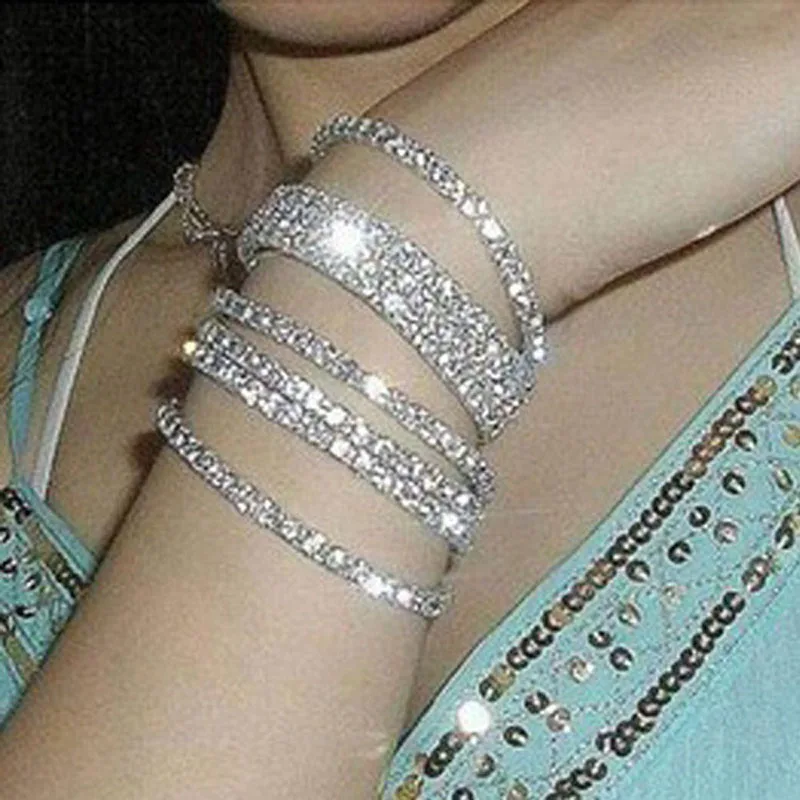 BLIJERY блестящие хрустальные браслеты для женщин Подарки серебряного цвета со стразами эластичные браслеты и браслеты женские свадебные украшения для выпускного