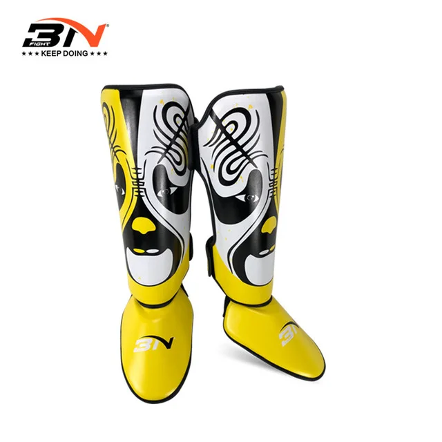 BNPRO боевые искусства ММА Бокс щитки Муай Тай кикбоксинг протектор для ног колодки Защита леггинсы оборудование - Color: Yellow
