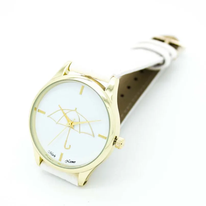 

New Womens Umbrella Style Leather Band Analog Quartz Wrist Watch Diamond Luxury brand Bracelet Wristwatch ladies Clocks New A40