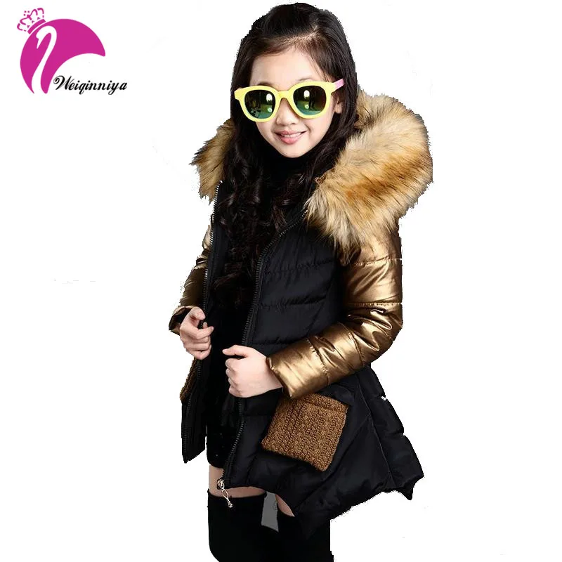 

2019 Fashion Girls Winter Jacket New Brand Style Long Fur Hooded Children's Parka Coat Kids Cotton Warm Down Clothes Outwears
