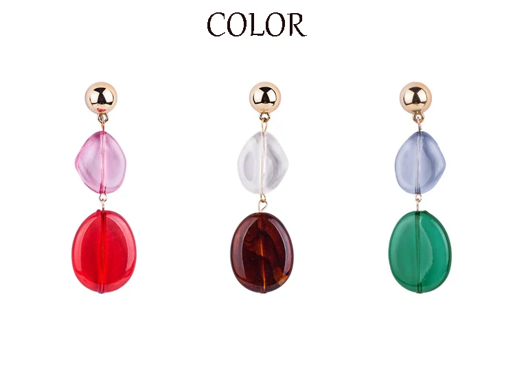 YUQINQIN Trendy Drop Earrings for Women 2018 Summer Long Red Resin Earings Fashion Elegant Acrylic  Dangling Crystal Earring (3)