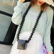 Одноцветные сумки через плечо, женская кожаная сумка с деревянными бусинами, сумка через плечо, модная новая женская сумка, портативные сумки через плечо