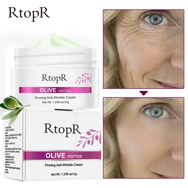 RtopR Olive Peptide Firming Anti-Wrinkle Cream Reduce Face Fine Lines Tighten Pores Whitening Oil Control Acne hydrating skin