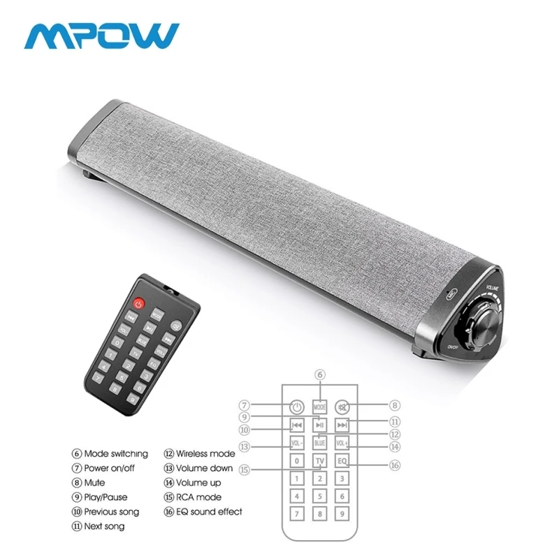 

VTIN 5.0 Soundbar 2000mAh LP-1811 Wireless Speaker Bluetooth 2.0 Channel 2H Play Time with AUX 3.55mm TF For TV Tablet Computer