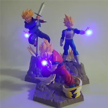 

Dragon Ball Z Action Figure Goku Vegeta Trunks Super Saiyan PVC Model Toys Dragon Ball Super Anime Son Goku Vegeta LED Light