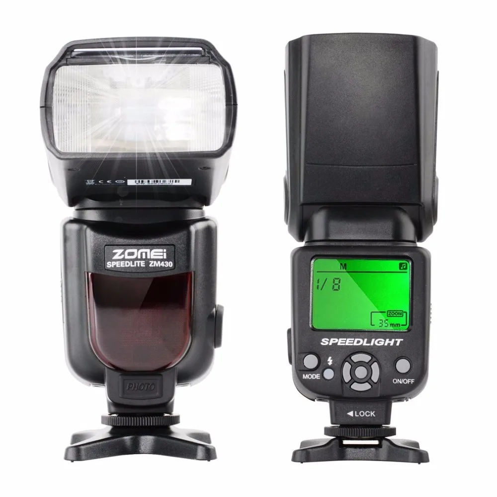 ZOMEi ZM430 профессиональный ручной Фонарик Speedlite с ЖК-дисплеем жесткий Рассеиватель Вспышки GN56 для Canon Nikon DSLR камеры