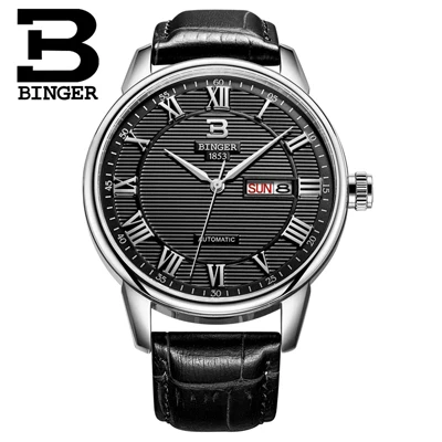 Switzerland Binger женские роскошные модные часы ультратонкие кварцевые Авто Дата Кожаный ремешок наручные часы B3037G-12 - Цвет: Item 1