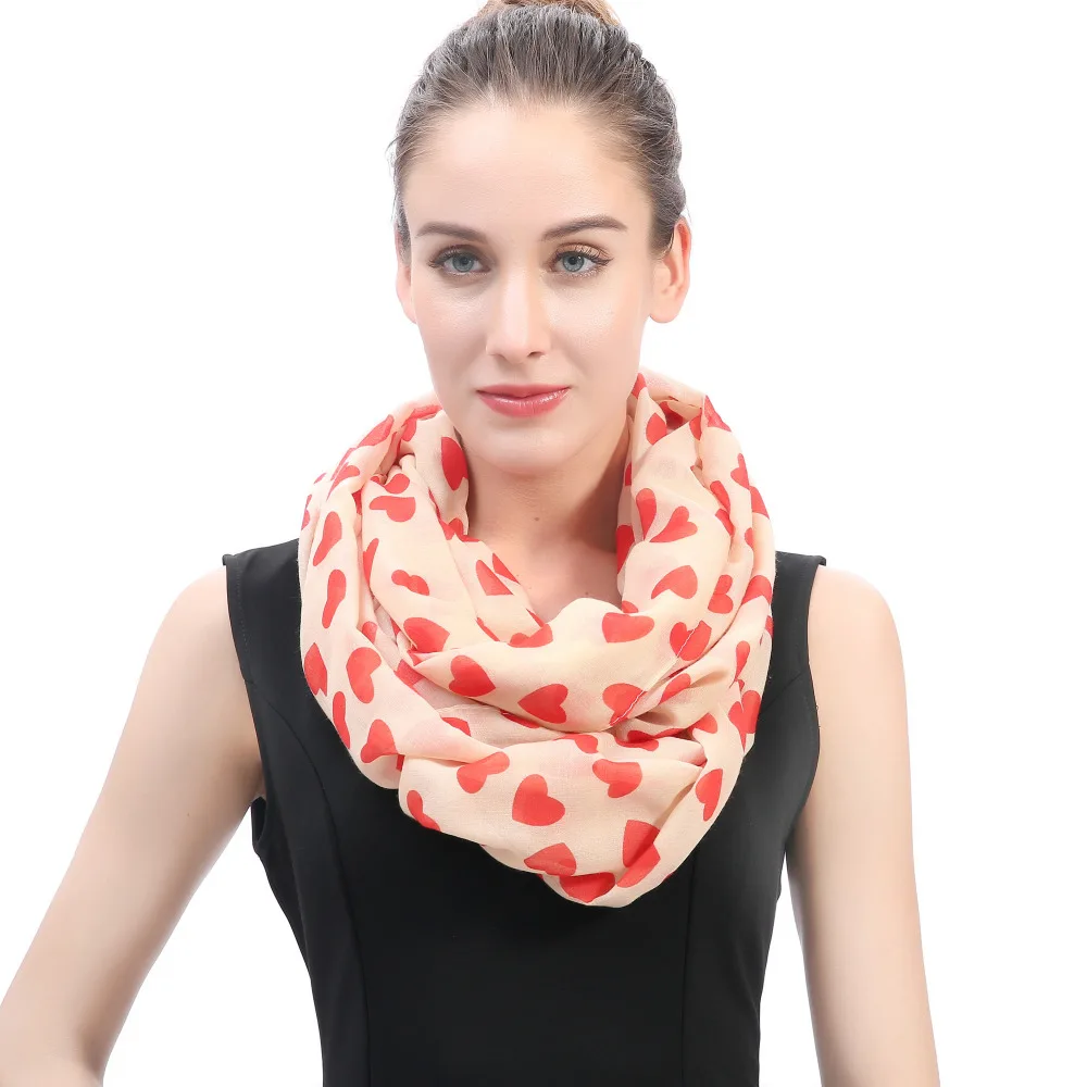 Love Hearts Print Women's Infinity Loop Scarf Valentine's Mother's Day ...
