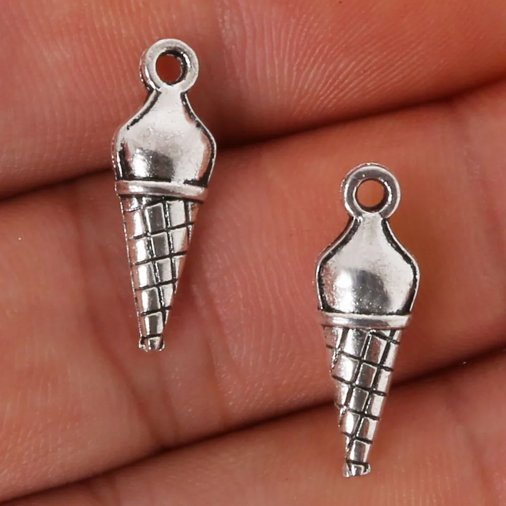 

SALES 21*7mm 8pcs Zinc Alloy Charms Antique silver ice cream Vintage Pendant Jewelry Findings for DIY bracelet Free Shipping