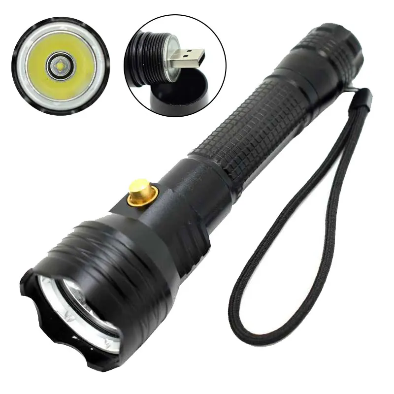 

Scuba Diving Torch Powerful LED Flashlight Rechargeable USB XM-L2 U2 Dive Light Lamp Underwater Lantern for Spearfishing Hunting