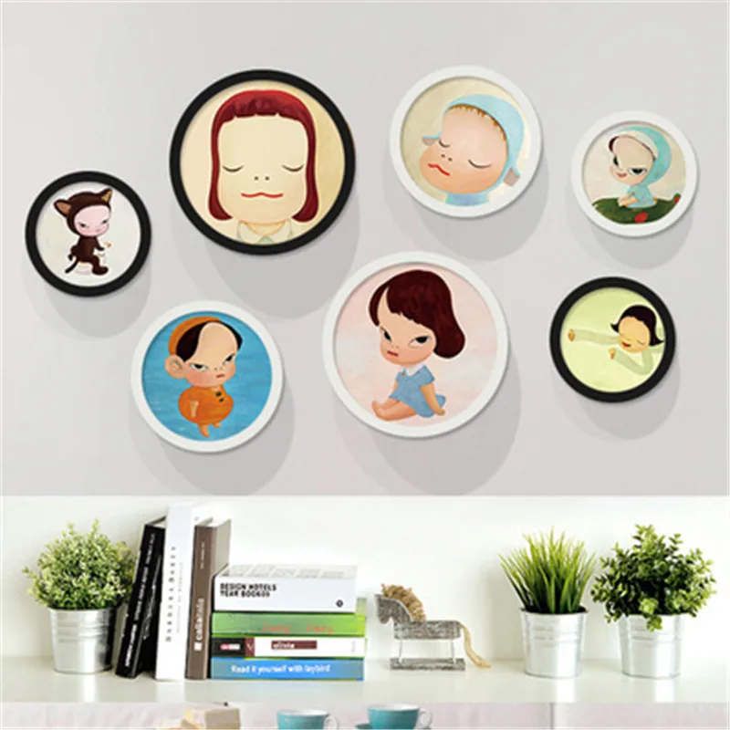 

Nara Yoshitomo Japanese-style Decorative Picture Sleepwalking Doll Creative Children Bedroom Solid Wood Framed Painting X1441