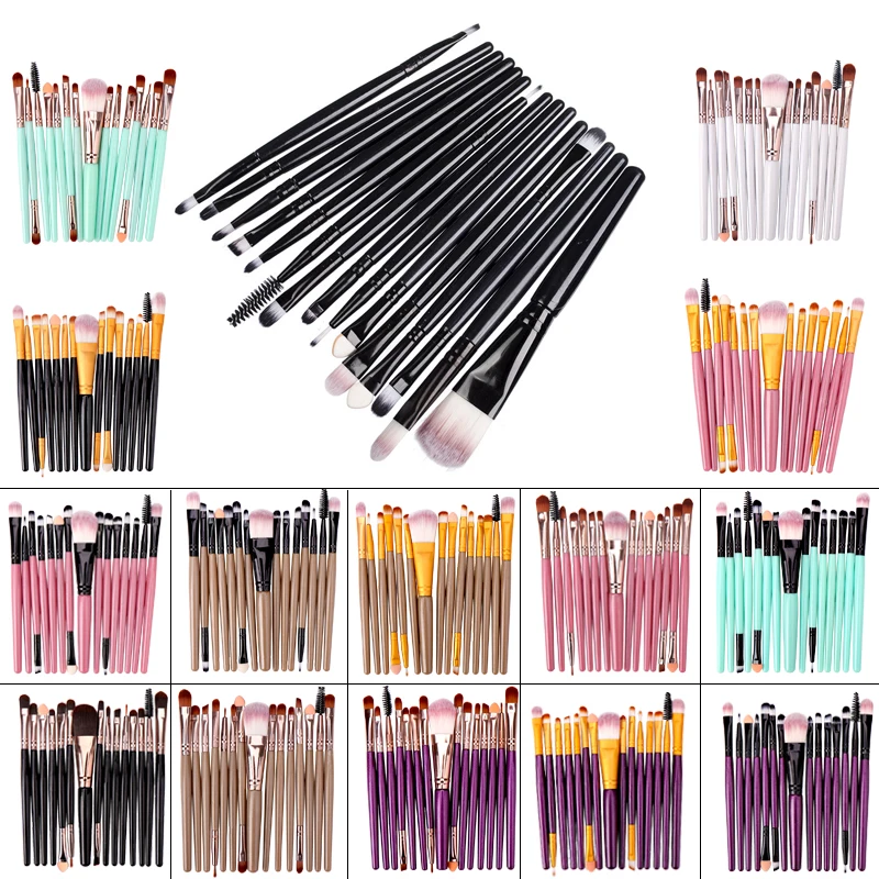 

15pcs Makeup Brushes Set Champagne Foundation Powder Eyeshadow Eyeliner Eyelash Curler Micro Make Up Brush Women Cosmetics Tool