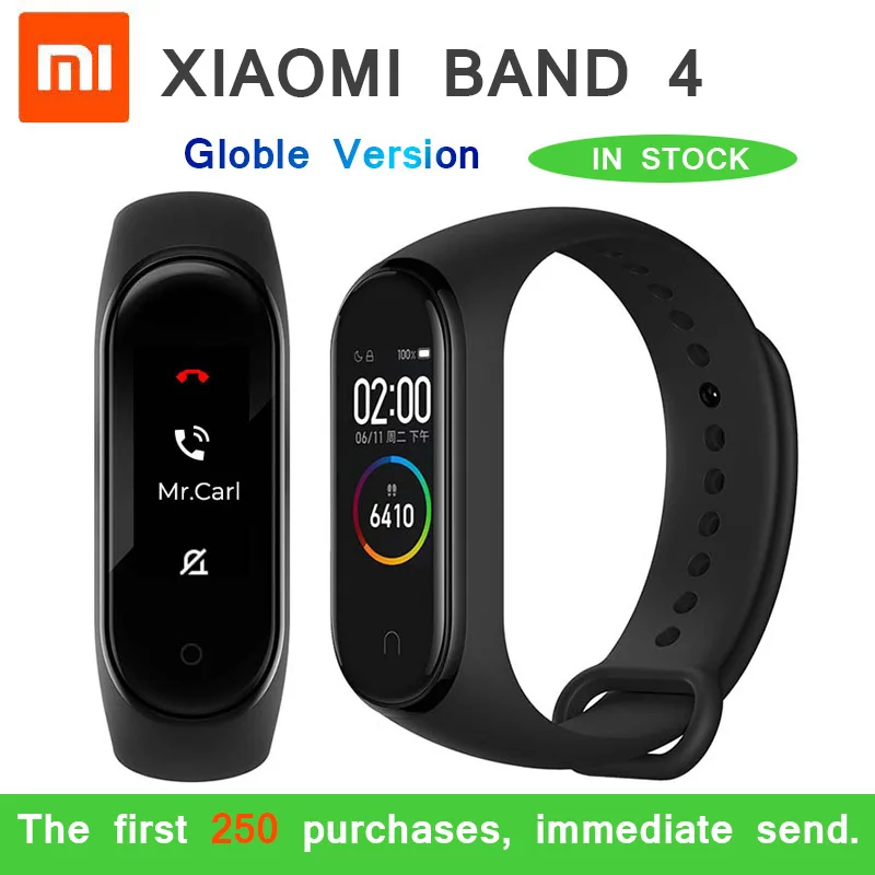 

Original Globle 2019 Xiaomi Mi band 4 smart band heart rate fitness tracker BLT 5.0 5ATM waterproof smart bracelet Color screen