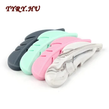 

2pc Silicone Beads Teether Biter Beads Baby Teething Pendant Pacifier Clips BPA Free Teething Toys Feather Shape DIY