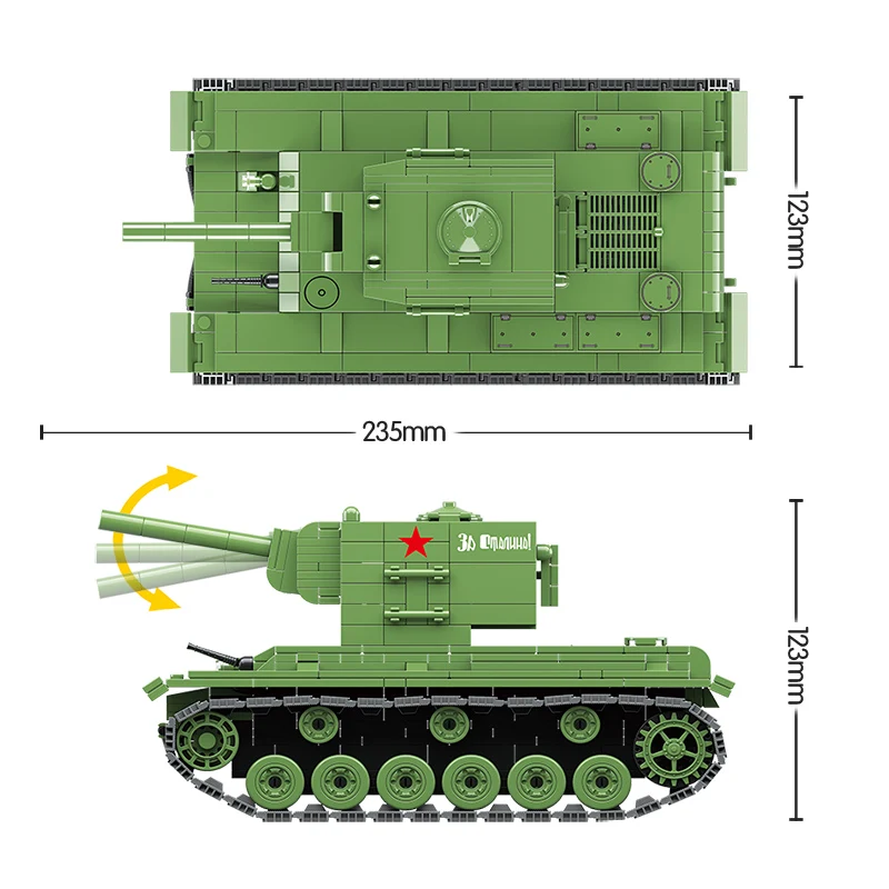 818 PCS WW2 Military Soviet Russia KV 2 Tank Building Blocks Soviet Soldier figures Weapon accessor